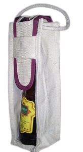 Sac fourre-tout en jute à poignées pour bouteille de vin unique, motif géométrique imprimé sur mesure, petite taille, dernière collection, emballage cadeau, housse pour bouteille d'eau - Product Image 5
