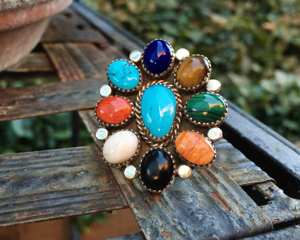 แหวนเงินเทอร์ควอยซ์ขนาดใหญ่สำหรับเป็นของขวัญแหวนเงินสำหรับผู้หญิงและเด็กผู้หญิงของขวัญวันเกิดสำหรับแหวนครบรอบเป็นของขวัญสำหรับเธอ - Product Image 1