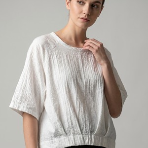 Camiseta larga con corte asimétrico, mangas raglán 3/4 y pliegues, 100% viscosa, talla única (tallas 36–44) - Product Image 3