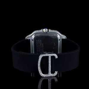 Nouvel arrivage Montre mécanique analogique de qualité supérieure Demi-moissanite glacée Diamant Luxueux Style Hip Hop Haute qualité Arabe 20mm Caoutchouc - Product Image 4