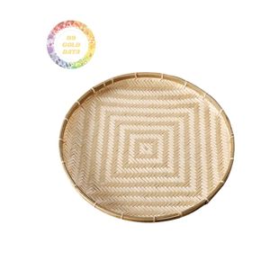 ตะกร้าไม้ไผ่รูปทรงกลมแบนมีลวดลายสวยงามทนทานและทนทานทำจากเวียดนาม - Product Image 3