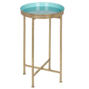 Table basse d'appoint pliable élégante et ronde en métal doré Table décorative peu encombrante pour le salon, la chambre ou le balcon - Product Image 4