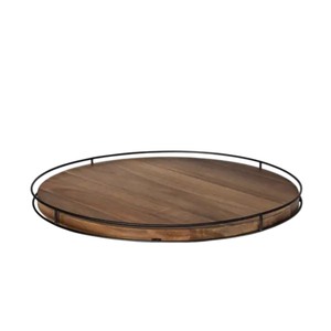 Plateau de service ovale en bois d'acacia en gros avec poignées, plateau décoratif en bois brun naturel artisanal pour la cuisine, plateau de salle à manger - Product Image 4