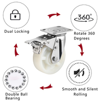 Roue pivotante robuste à faible résistance au roulement et résistante à l'usure, avec support en acier inoxydable PA, disponible en 4, 5, 6 et 8 pouces