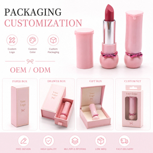 Lápiz Labial Color Rosa Pastel de Marca Privada con Diseño de Lazo y Logotipo Personalizado, Bálsamo Labial Hidratante, Resistente al Agua y de Larga Duración, OEM - Product Image 4