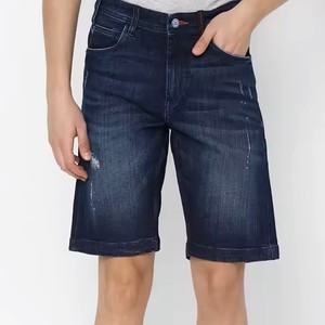 Double Poche Décoration Bio 100% Coton Denim Lourd Short Hommes Fermeture Éclair Braguette Droite Tissage Loose Fit Style Pour Hommes - Product Image 3