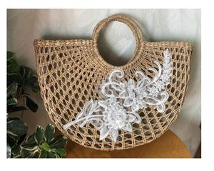 <b>Straw</b> Tote <b>Bag</b> Pretty <b>Woven</b> <b>Bag</b> for Girls - Can Mix With Many Outfits 99 GD VietNam - Product Image 3
