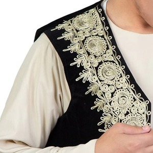 Latest Black <b>Velvet</b> with Embroidery Design Available in Multiple Colors Afghan <b>Men</b> Waist Coat Afghan Traditional <b>Velvet</b> Vest - Product Image 2