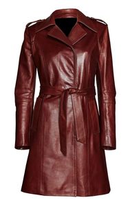 Manteau long pour femme de haute qualité, écologique, en cuir luxueux, boutons, fermeture éclair - Product Image 4