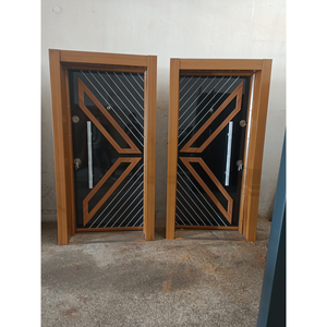 Portes Extérieures Modernes en Acier Cuivré de Haute Qualité pour Villa de Luxe et Appartement Entrée Principale avec Finition Pierre - Product Image 1