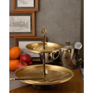 Elegancia decorativa 2 niveles latón oro pastel soporte decoración del hogar MESA CENTRO DE MESA Hotel y restaurante suministros - Product Image 3