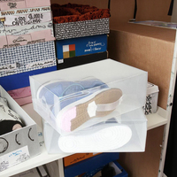 Organisateur de chaussures modulaire en plastique pliable, boîte de rangement transparente empilable pour baskets et sacs à main, design détachable pour la maison