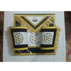 Masonic Grand Lodge GRAND Treasurer APRON with Tassels GOLD BULLION WIRE Masonic Past Master <b>White</b> Apron 100% LAMBSKIN Master - Product Image 2