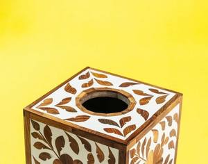Élégant porte-mouchoirs en bois incrusté d'os Boîte décorative de luxe artisanale pour les maisons et les bureaux modernes - Product Image 5