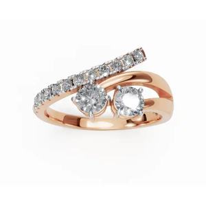 แหวนเพชรทรงโค้งทันสมัยจากลิเลียน่า ผลิตจากเพชรเลี้ยงในห้องปฏิบัติการ  ทอง 9k 14k 18k สีเหลือง ชมพู ขาว ดีไซน์เรียบหรู โค้งมน  เครื่องประดับมินิมอลสำหรับผู้หญิง - Product Image 1