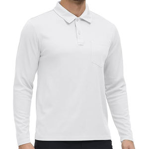 Polo à manches longues écologique pour hommes en coton biologique bambou respirant coupe ajustée imprimé vêtements décontractés commande en gros - Product Image 3