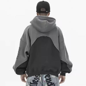 Nueva alta calidad personalizada moda gota hombro sudaderas con capucha Panel suéter hombres de gran tamaño en blanco Sudadera con capucha para hombres - Product Image 4