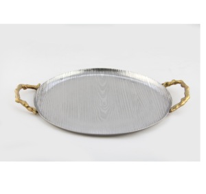 Bandejas Decorativas de Aluminio con Asas, Diseño Moderno, Forma Rectangular, Patrón Vertical, Multifuncionales, Novedad para Acción de Gracias - Product Image 3
