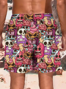 กางเกงขาสั้นชายหาดลายการ์ตูนไอศกรีมฤดูร้อนแบบใหม่ พิมพ์ลาย 3 มิติ สำหรับผู้ชายและเด็ก ลายกะโหลกหลอมละลาย กางเกงขาสั้นสำหรับเล่นกีฬาและกิจกรรมกลางแจ้ง ชุดว่ายน้ำ - Product Image 2