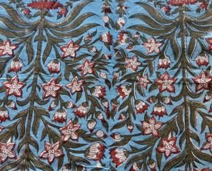 ผ้าฝ้ายพิมพ์ลายด้วยมือ ลายเถาวัลย์ดอกไม้  การพิมพ์ลายด้วยมือแบบดั้งเดิม - Product Image 2