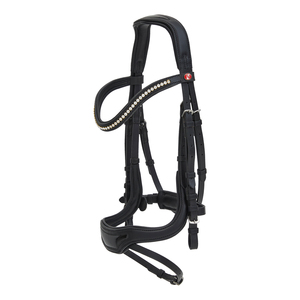 Brida de cuero Caballo Ecuestre Cuero Innovadora Brida con una combinación de Cruz y Flash Noseband Personalización disponible - Product Image 6