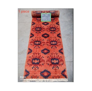 Alfombra de Lana 100% Anudada a Mano con Diseño de Tufted, Alfombra de Pasillo a Juego, 10 mm de Grosor, Pelo en Bucle, Antideslizante, Lavable, para un Estilo Moderno y Lujoso - Product Image 1