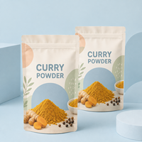 Sachets d'emballage pour poudre de curry, directement de l'usine, avec logo personnalisé, fermeture éclair, sacs à fond plat