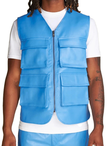 Chaleco de Motocicleta de Cuero para Hombre, Talla Grande, Transpirable, Cortavientos, de Manga Larga, Chaleco de Cuero Vacuno - Product Image 2