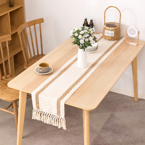 Wholesale High Quality Solid Linen 100% Organic Cotton Home Party Hotel Wedding Gots Certificate Decorative <b>Table</b> <b>Runners</b> Sales - Product Image 2