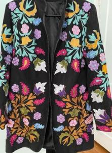 Veste ethnique pour femmes, broderie multicolore, manches longues, col montant, Boho Explosive - Product Image 2