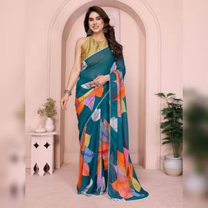 Saree Blouse impression numérique séchage rapide tenue de fête femmes indiennes adultes lavable nettoyage à sec inde Pakistan soutien pleine taille - Product Image 1