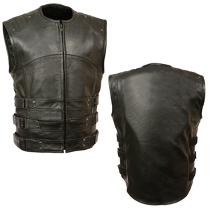 Gilet di pelle all'ingrosso traspirante Outerwear senza maniche Multi tasca da uomo gilet in pelle per la vendita - Product Image 3