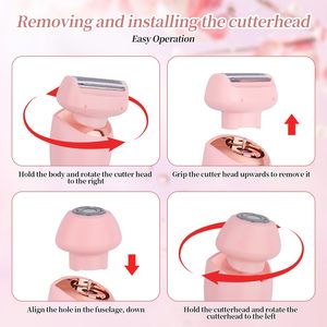 Depiladora Eléctrica Inalámbrica Rosa para Mujer, IPX7, Recargable por USB, 2 en 1, para Rostro, Labios, Brazos, Piernas, Axilas, Área del Bikini - Product Image 4