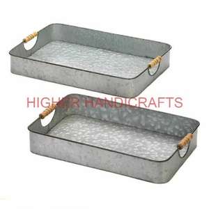 Bandeja de exhibición de hierro decorativa para granja, bandeja de servicio de Metal cuadrado galvanizado para uso doméstico y en el jardín - Product Image 5