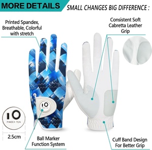 Gant de golf personnalisé avec marqueur de balle Fabricant de gants de golf Spandex Cabretta Cuir PU au prix de gros - Product Image 2