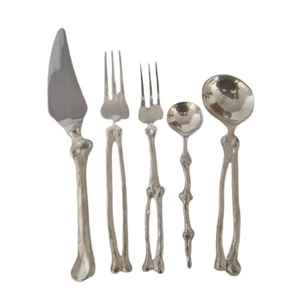 Juego de cubiertos de boda de acero inoxidable 304, elegante cocina de fiesta de negocios, chapado en plata personalizable para obsequios - Product Image 1