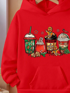 Graphic Christmas Hoodies Puff Print Made in Pakistan Christmas <b>Thermal</b> Pullover <b>Tops</b> <b>Women</b> Christmas Print Hoodies - Product Image 3