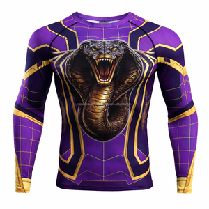 เสื้อรัดกล้ามเนื้อสำหรับฝึกซ้อมมวย ผ้ายืดสแปนเด็กซ์/ไนลอน แห้งเร็ว ระบายอากาศได้ดี แขนยาว สำหรับผู้ชาย - Product Image 3