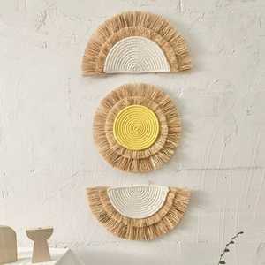 Nuevo producto 2022, cesta de pared tejida colgante, cesta de decoración, decoración de pared, colgante de pared de ratán redondo bohemio - Product Image 6