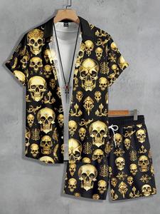 100% algodón sublimación impresa camiseta conjuntos verano elegante 2025 pantalones cortos conjunto para hombres personalizado pantalones cortos transpirables conjunto de camisa - Product Image 2