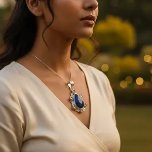 สร้อยคอจี้เงินแท้ 925 สไตล์วินเทจสำหรับผู้หญิง ชุบทองคำขาวและทองคำชมพู ประดับเพชรและเพทาย เหมาะเป็นของขวัญสำหรับงานหมั้น - Product Image 2