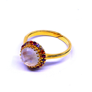 แหวนแต่งงานสเตอริง925สำหรับผู้หญิงขายดีแหวนแต่งงานสีรุ้งสีขาวคลาสสิกชุบทองหลายสี - Product Image 1