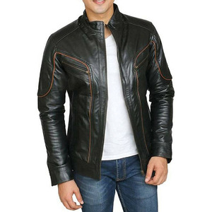Chaqueta de Motociclista de Cuero Vacuno Auténtico, Acolchada, Vintage, Gruesa, Transpirable, Ajustada, para Hombre, para Invierno - Product Image 1