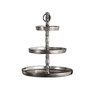 Attractive Design Silver Round Aluminum 2 <b>Tier</b> <b>Cake</b> <b>Stand</b> for Wedding & Engagement Parties <b>Cake</b> <b>Stand</b> With Ring Handle - Product Image 2