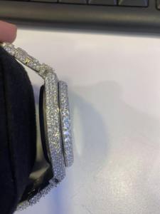 Reloj Deportivo de Lujo de Acero Inoxidable de Alta Calidad, Estilo Hip Hop, Completamente Engastado con Diamantes, Mecánico, Analógico, Correa de Cuero, Unisex, Vvs Moissanite - Product Image 3