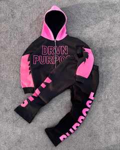 Ensemble de survêtements deux pièces pour femmes DRVN PURPOSE Hoodie et pantalon de jogging pour la mode d'automne et d'hiver. - Product Image 1