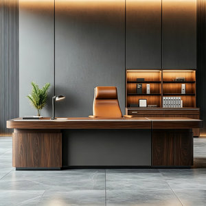 Warm Brown Solid Ash <b>Wood</b> Rectangular Executive <b>Desk</b> with Rounded <b>Corners</b> Functional Back Panel 1-Year Warranty - Product Image 3