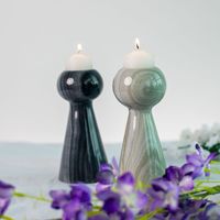 Porte-bougie en marbre artisanal, fabrication supérieure, écologique, personnalisable pour les thèmes d'intérieur modernes/classiques, Noël