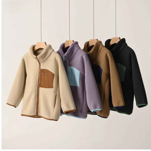 OEM Unisex Winter Polar Fleece Sweatshirt Custom Thick Warm Zip up Jacket Hooded Polyester - Product Image 4