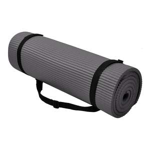 Tappetino da yoga GoYoga+ 71x24 pollici con imbottitura per ginocchia e cinghia BalanceFrom Fitness in schiuma grigia - Product Image 3